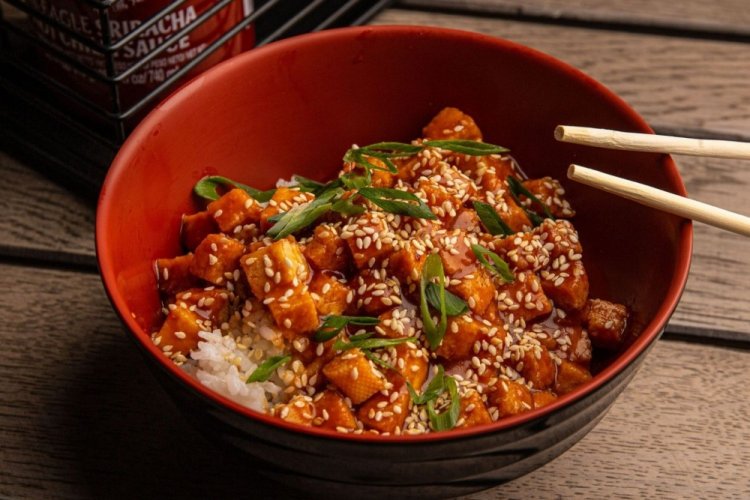 Bulgur con tofu en sartén