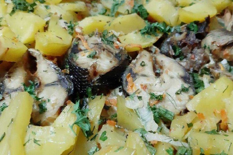 Pollock with Potatoes in Sour Cream
