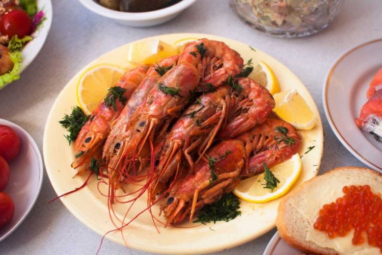 Grilled Langoustines Marinated in Tomato Juice with Lemon and Spices