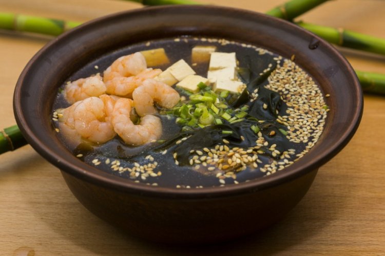 Miso Soup with Shrimp and Seaweed