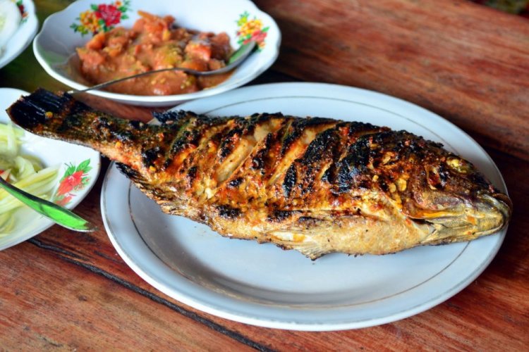 Carp with Mayonnaise and Mustard on the Grill