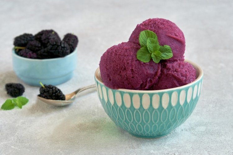 Ice Cream with Sour Cream and Mulberries