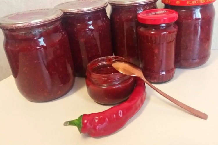 Adjika from Plums with Bell Pepper for Winter