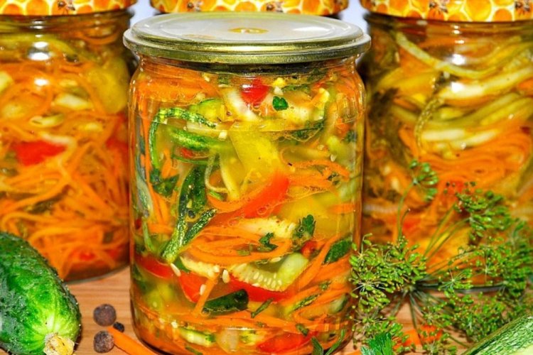 Grated Cucumbers with Vegetables for Winter