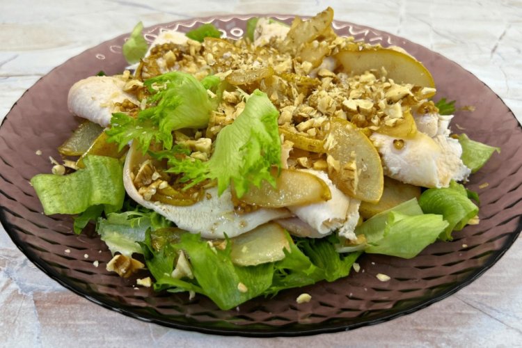 Salad with Chicken, Napa Cabbage, and Pear