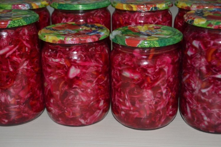 Beetroot and Cabbage Salad for Winter Without Sterilization