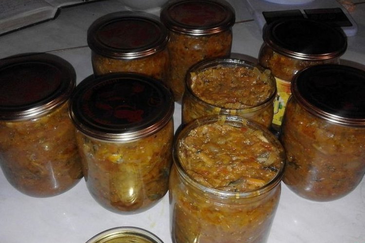 Sprat and Eggplant Salad for Winter