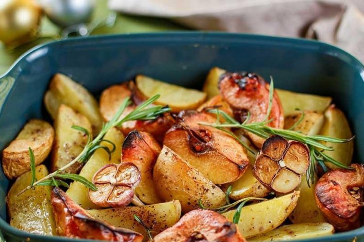 Patatas asadas con membrillo