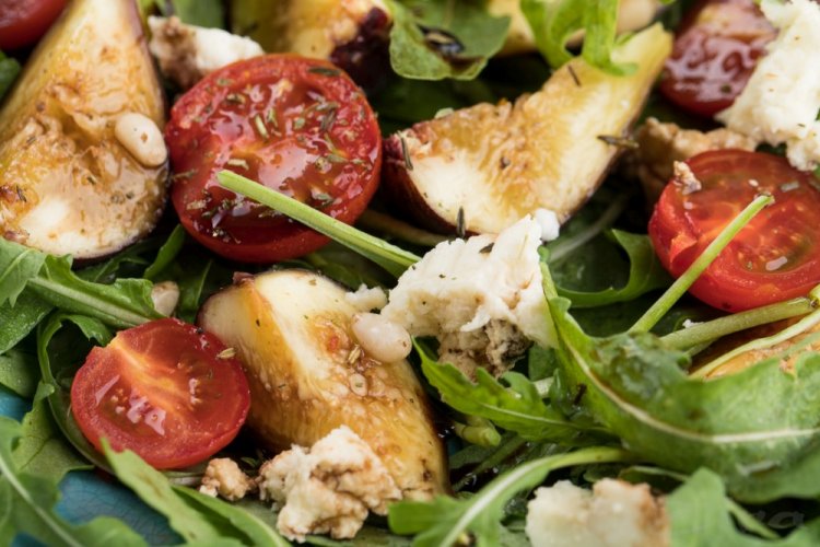 Salad with Tomatoes, Figs, and Feta Cheese