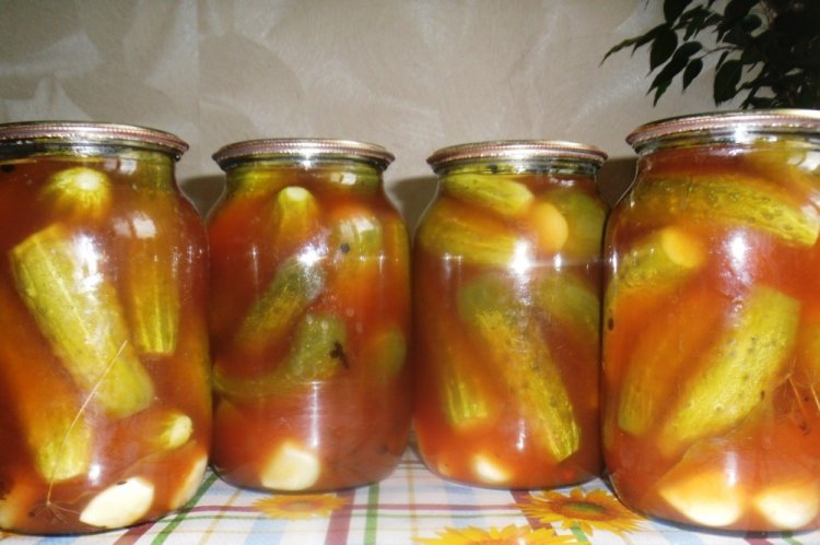 Gherkins in Tomato Paste for Winter