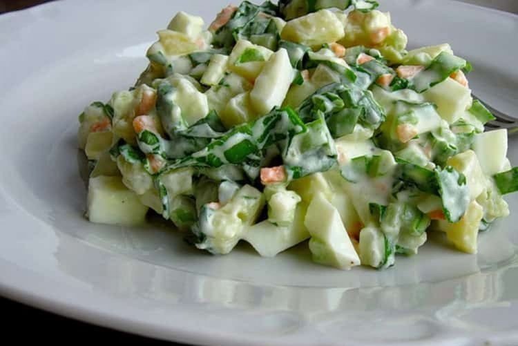 Wild Garlic Salad with Crab Sticks