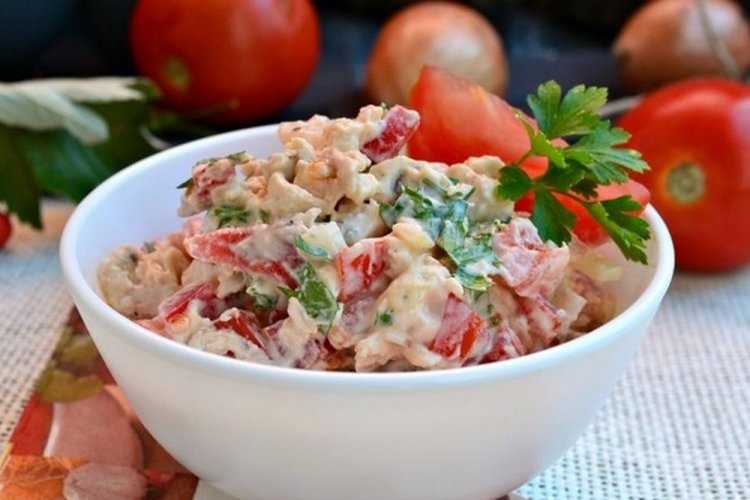 Chicken, Wild Garlic, and Cherry Tomato Salad