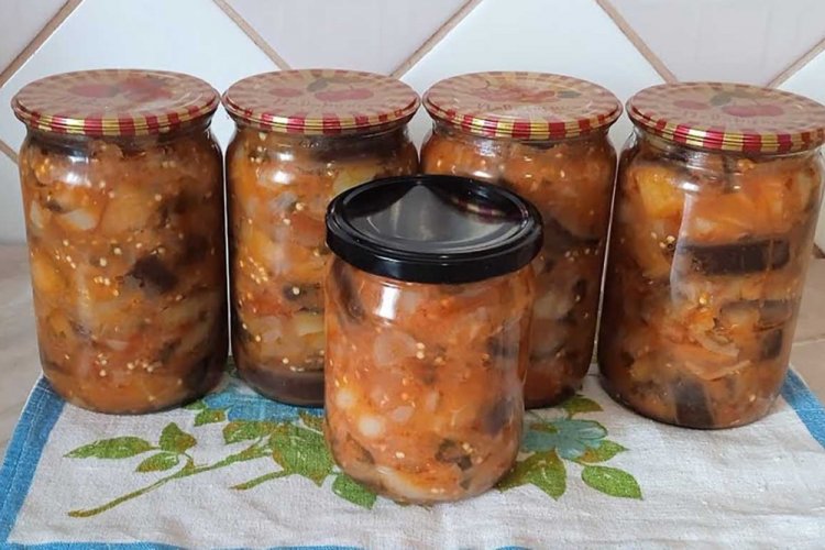 Ten-Ingredient Eggplant Salad for Winter