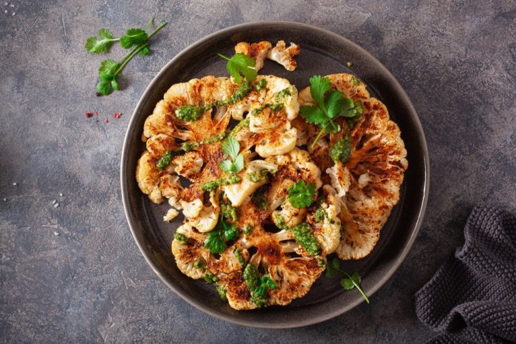Cauliflower Steaks in BBQ Sauce