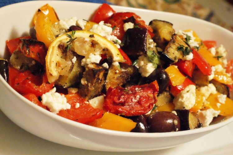 Roasted Vegetable Salad with Zucchini and Feta