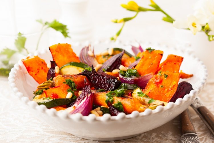 Roasted Vegetable Salad with Beets and Pumpkin