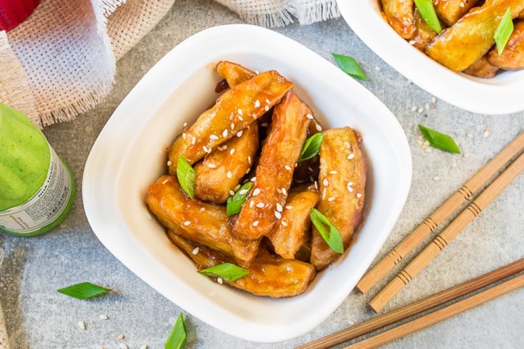 Eggplants in Sweet and Sour Sauce with Orange Juice