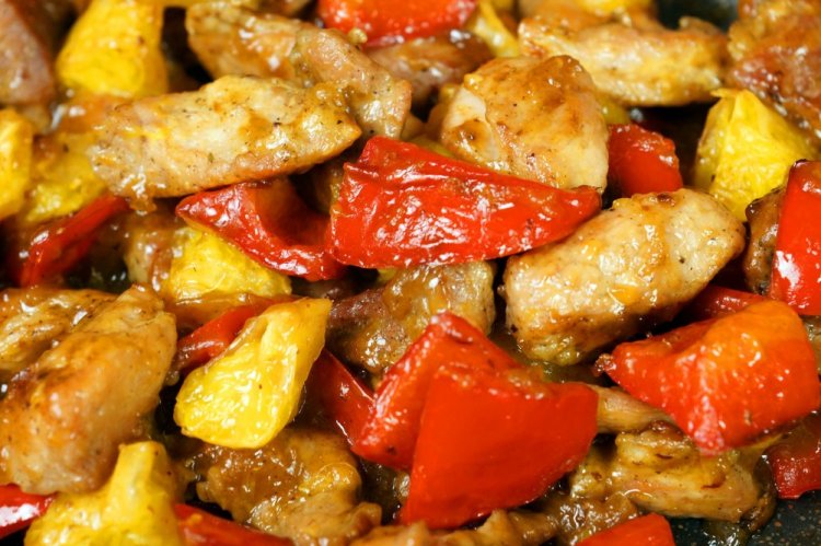 Cerdo con naranja en salsa agridulce