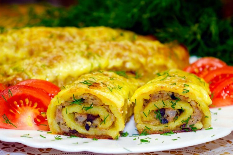 Rollo de carne picada con patatas y verduras
