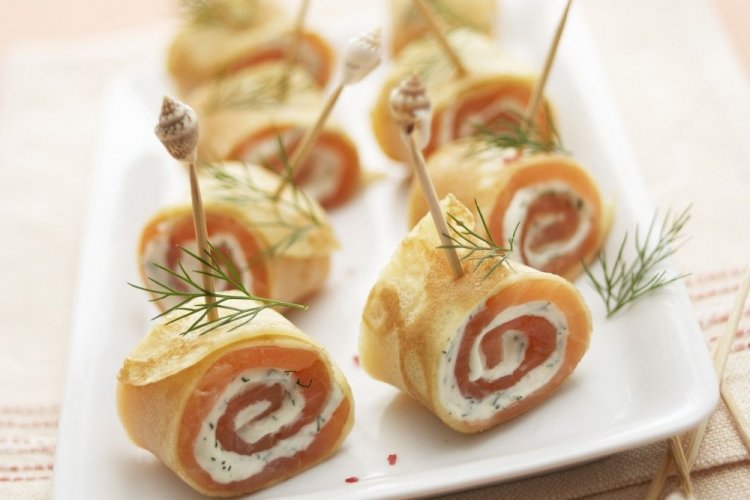 Pancake Rolls with Salmon