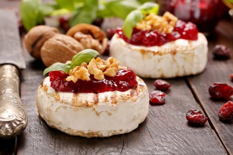 Baked Brie Cheese with Jam in the Oven