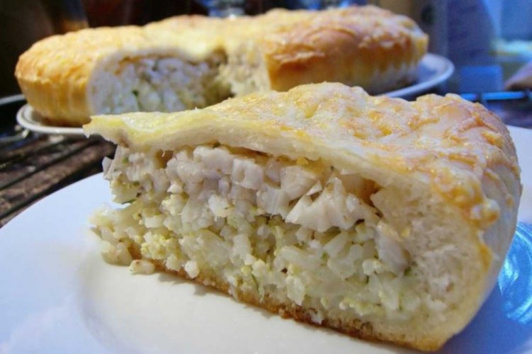 Pastel de arroz y pescado sin huevos