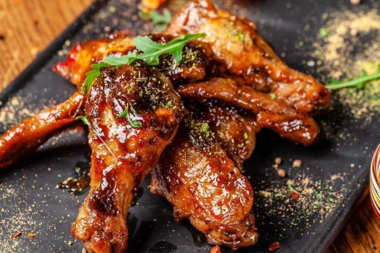 Pollo en salsa de miel y mostaza a la parrilla