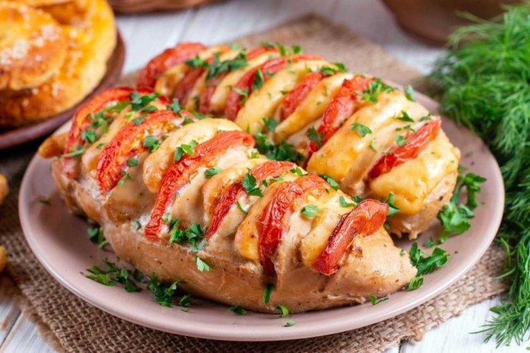 Accordion Chicken Fillet with Mushrooms in the Oven