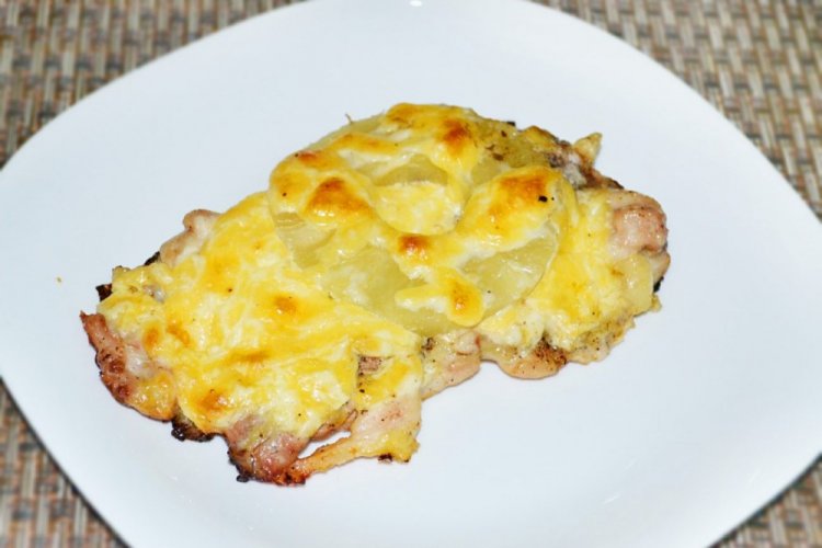 Chicken Fillet with Mushrooms and Pineapples in the Oven