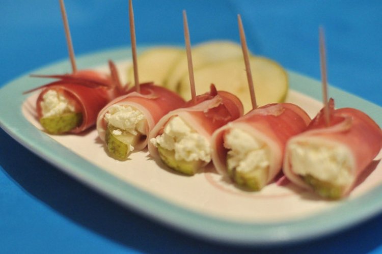 Pear with Jamón on Skewers