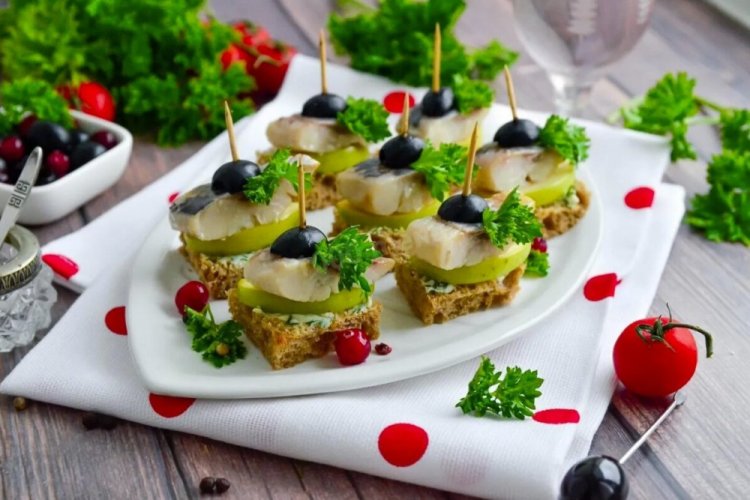 Herring Canapés on Skewers