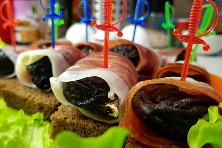 Bacon and Prune Appetizer on Skewers