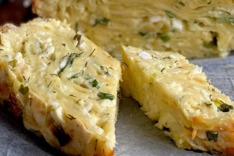 Pour-Over Lavash Pie with Feta and Herbs