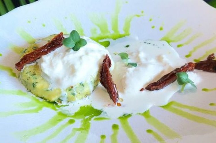 Corn Porridge with Stracciatella and Sun-Dried Tomatoes