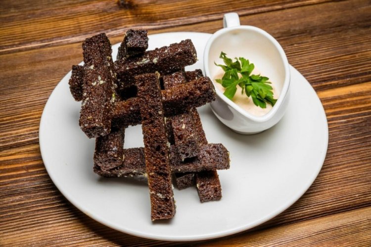 Black Bread Croutons with Mustard and Smoked Paprika