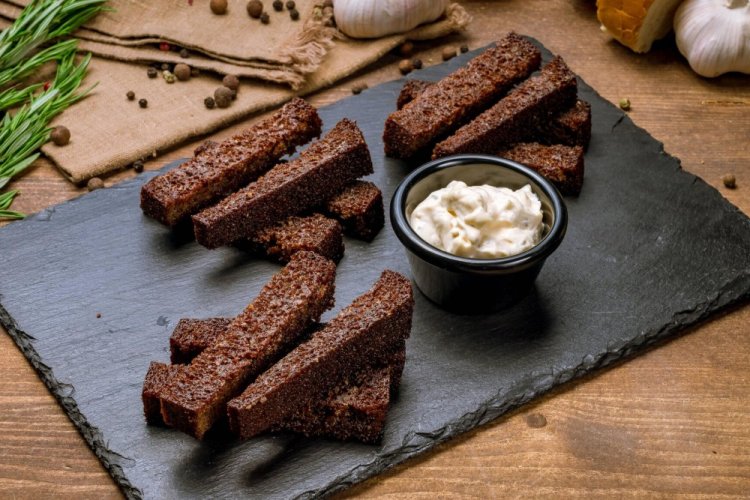 Black Bread Croutons in the Oven