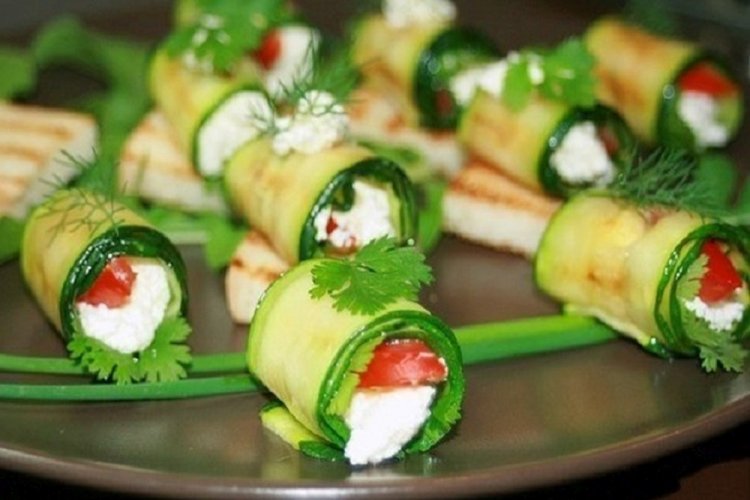Zucchini Rolls with Feta Cheese