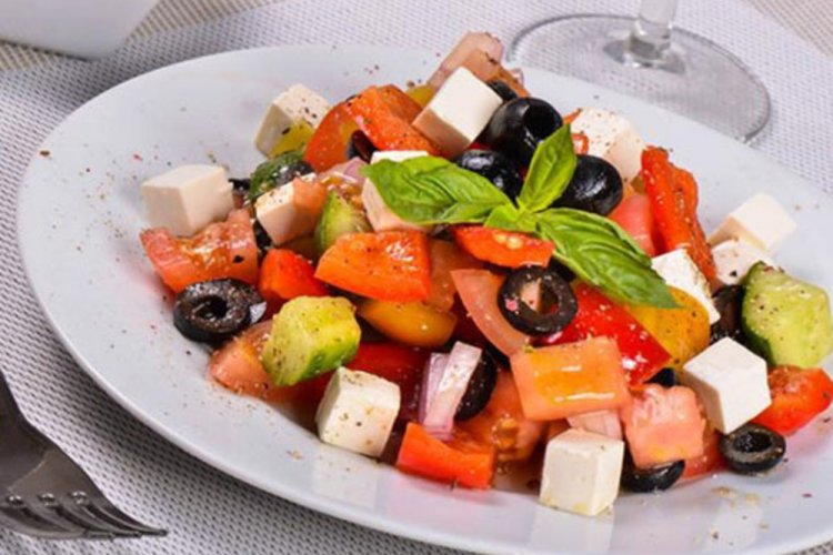 Salad with Salmon and Feta Cheese