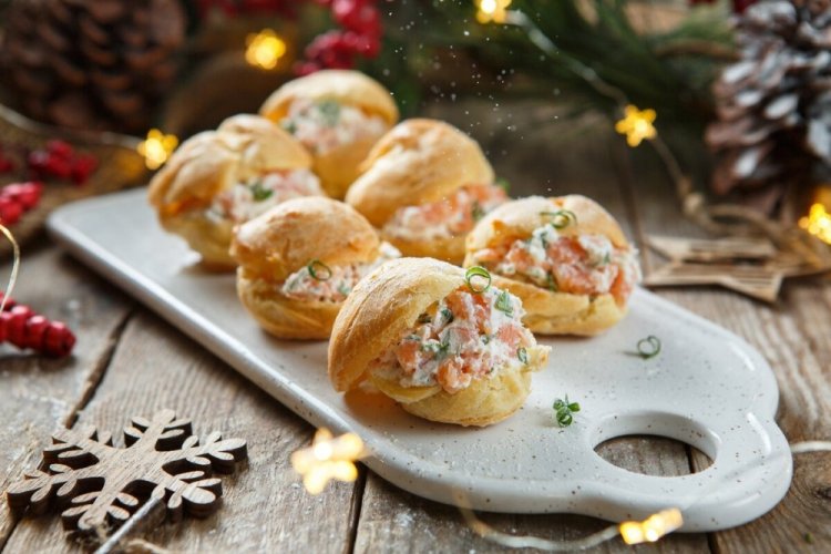 Savory Profiteroles with Red Fish and Cream Cheese