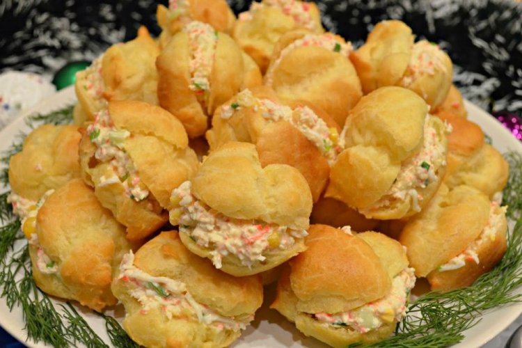Profiteroles with Crab Salad