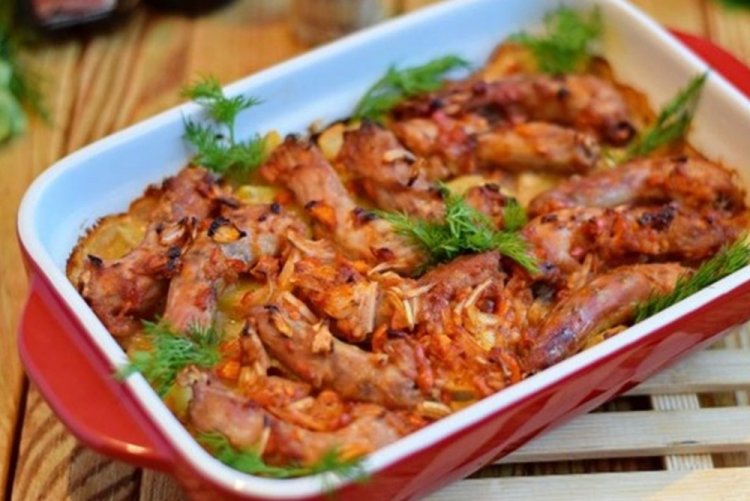 Chicken Necks with Vegetables in the Oven