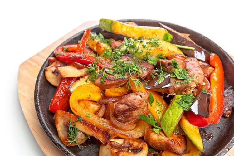 Pork Loin with Vegetables in a Pan