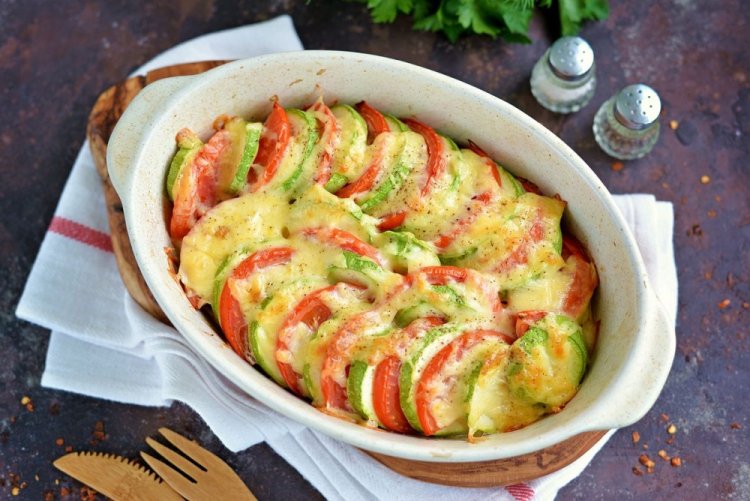 Zucchini Ratatouille with Sour Cream Topping