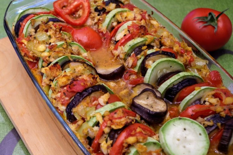 Ratatouille with Pollock in the Oven