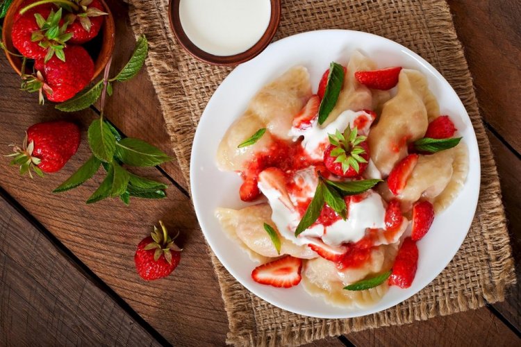 Strawberry Vareniki with Water and Egg Dough
