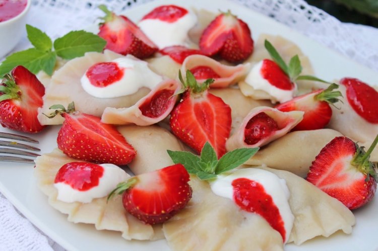 Strawberry Vareniki with Sour Milk Dough