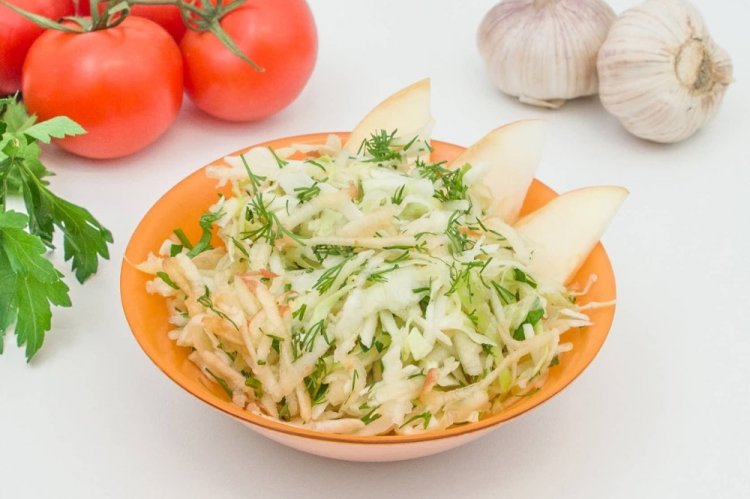 Young Cabbage Salad with Pear and Celery