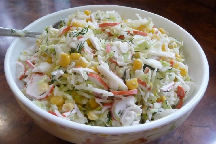 Young Cabbage and Crab Stick Salad