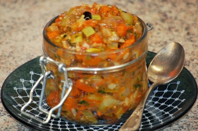 Zucchini Caviar with Eggplant Chunks