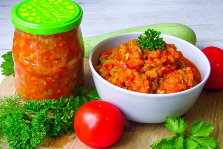 Zucchini Caviar with Tomatoes for Winter